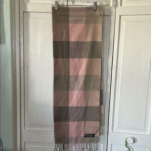 100% Cashmere Pink and Gray Checkered Scarf